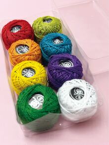 8pcs/Set Embroidery Thread Set, Random Colors, 25m/Roll, Rayon Cross Stitch Thread, Multi-Purpose For Sewing, DIY Crafts, Pom-Pom Making, Micro Crochet And 8# Lace Weaving - Lace Thread - View 1
