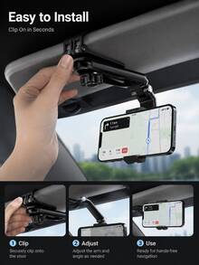Soporte universal para teléfono en el parasol del coche, soporte de navegación de vista directa para vehículo - A - Ver 5