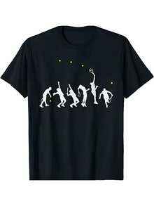 Big Tennis Serve, Tennis Silhouette Big Serve TShirt Funnysss Graphic T Shirts Streetwear Mens Clothes Tops Vintage T Shirt - 黑色 - 查看 1