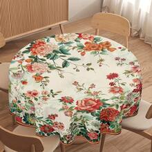 1pc/25pcs Elegant Spring Floral Series Round Tablecloth, Easy To Clean Polyester Fabric Dining Table Cover, Suitable For Party Events, Restaurant, Living Room, Outdoor Wedding, Camping, Picnic, Indoor/Outdoor Use - Multicolor - View 9