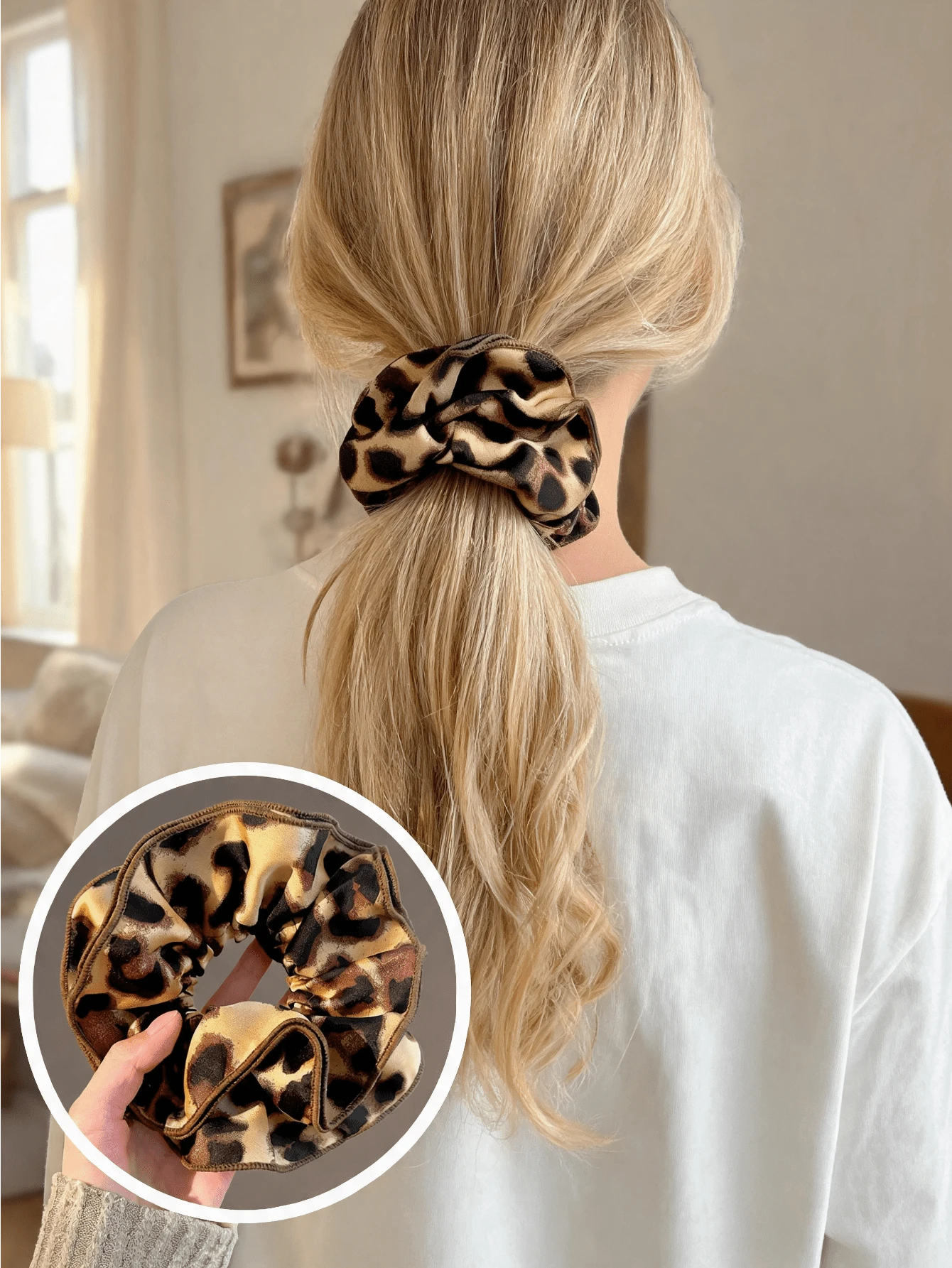 Miniso 1 pieza de coletero con volantes estampado de leopardo, elástico, ligero y cómodo para mujeres, uso diario, fiesta y regalo - estilo2 - Ver 1