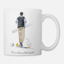 Ceramic Coffee Mug With A Boy And Duck Print, Featuring A Heartwarming Illustration Of Friendship. A Minimalist And Aesthetically  Mug, Ideal As An Affordable Birthday Gift. - 白色 - 查看 6