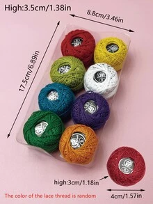 8pcs/Set Embroidery Thread Set, Random Colors, 25m/Roll, Rayon Cross Stitch Thread, Multi-Purpose For Sewing, DIY Crafts, Pom-Pom Making, Micro Crochet And 8# Lace Weaving - Lace Thread - View 5