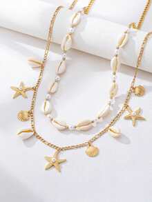 2pcs Bohemian Style Ocean Series Shell And Starfish Beaded Women's Beltconcert Outfit - Multicolor 6 - View 4
