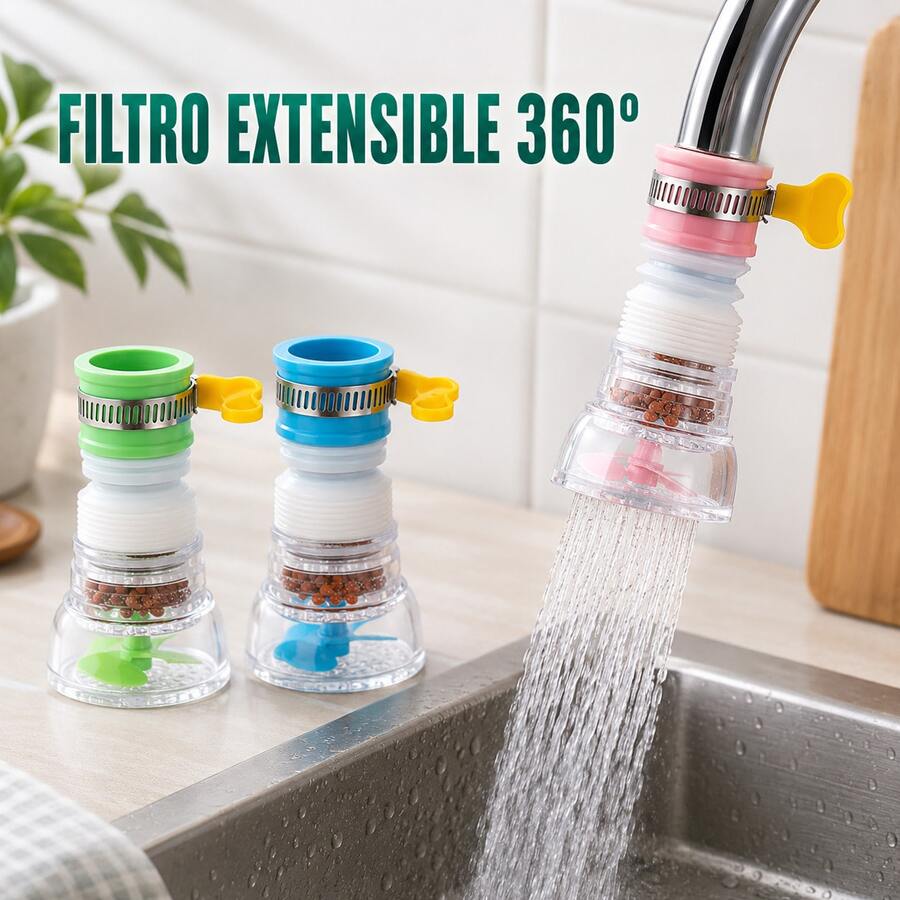 Filtro Universal de Grifo con Rotación 360° y Longitud Ajustable - Ver 1