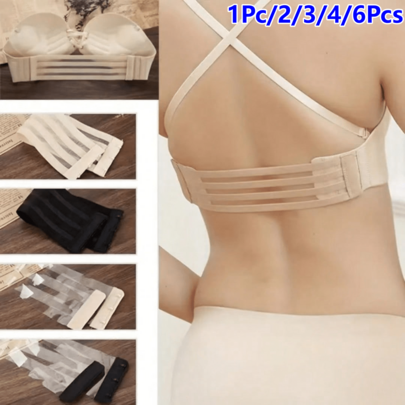 1/2/3/4/6 قطع إكسسوارات حمالة صدر حريرية بتصميم عظم السمكة 3 صفوف 3 خطافات، إغلاق خلفي مرن وقابل للتمدد، مريحة ومرنة