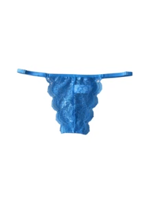 Calcinha String Renda - Azul bebê - Visão 2