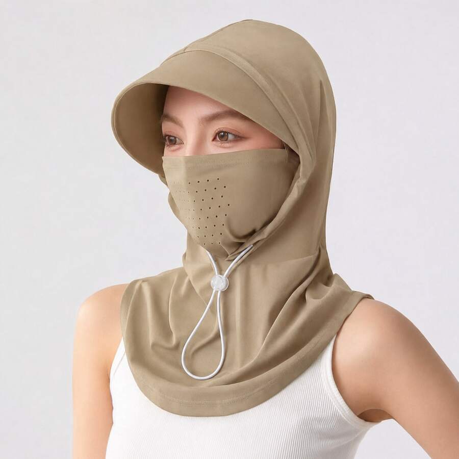 Máscara facial completa transpirable para mujeres, seda de hielo de verano con protección UV, adecuada para conducir, actividades al aire libre, ciclismo, protección del cuello