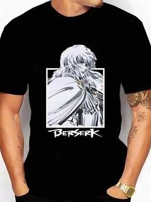 Berserks T Shirt Men's Clothing Japanese Fashion Anime Tshirt Short Sleeve Tee Harajuku Cartoon Print TShirt Summer Tops Men3 - 黑色 - 查看 1