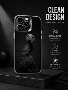 1 Piece Soft TPU Phone Case With Soccer Ball Design, Compatible With IPhone 17/16 Pro Max/15 Plus/14 Pro, Protective Cover With CR Training Print, Shockproof, With Precise Cutouts - Negro 5 - View 7