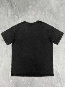Men And Women, 100% Cotton, Cosmic Mysticism Is Presented In The Form Of A Faded Vintage T-Shirt Design, A Short-Sleeved, Casual, Loose-Fitting T-Shirt, X-X. - 黑色 - 查看 2