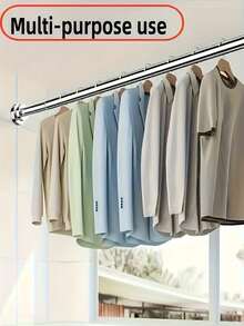 No-Drill Multi-Function Telescopic Rod, Adjustable Curtain Rod, Shower Curtain Rod, Wardrobe Hanging Rod, Support Rod, Home Installation-Free Adjustable Hanging Rod, Kitchen Storage Rod, Bathroom Towel Bar - A - View 4
