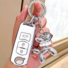 Car Key Case With Rhinestone Spring Ring And Cute Puppy Charm For 2 3 6 CX3 CX4 CX5 CX7 CX9 Atenza Axela MX5 Miata, Full Protection Soft TPU Key Shell Keychain Cover - A - View 5