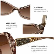 Luxury Brand Design Vintage Rhinestone Women Men Fashion Gradient Lens Shades For Female - Tea - View 6