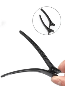 20/10/1pc Black Plastic Simple Elongated Pointed Clip Hair Clips, Salon Hairdressing Clips For Bangs & Hair Styling - Black - View 6