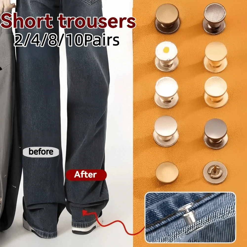 2/4/8/10Pcs Adjustable Metal Buckles, Detachable No-Sew, Suitable For Fixing And Adjusting Pant Hems, Hats, Backpacks, Various Clothing Coats, Etc., Easy To Install, Firm Fit, Multiple Colors Available