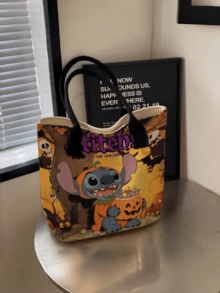 Disney Túi tote vải canvas hoạt hình Lilo & Stitch, túi xách dung lượng lớn, phù hợp dùng hàng ngày, du lịch và đi học, túi đeo vai nhẹ nhàng dễ thương cho nữ và bé gái - Nhiều màu - Xem 9