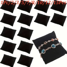 1/2/3/5/7/8/10/12/15 Buah Bantal Beludru untuk Gelang, Jam Tangan, dan Gelang, Cocok untuk Pajangan Perhiasan Jam Tangan dan Gelang - Hitam - View 2