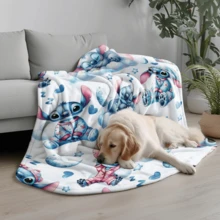 1PC Colorful Ice Cream Cake Floral Heart Stitch Disney Flannel Printed Blanket, Air Conditioner Cover Blanket - 100% Polyester Knitted Quilted Blanket, Digital Print - Comfortable Bedding Suitable For All Seasons, Perfect For Napping, Camping, Travel - Ideal Gift For Friends And Family, Cozy Flannel Blanket - Multiple Sizes Available, Ultra Soft, Suitable For Sofa/Bed, Essential For All Seasons, Perfect For Daily Relaxation On The Sofa - Multicolor - View 5