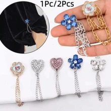 1Pc/2Pcs Rhinestone Heart Flower Magnetic Brooch, Multi-Functional Clothing Hem Gatherer, Shirt Cuff And Pant Leg Fixing Accessory - Multicolor - View 2