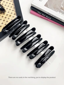 20/10/1pc Black Plastic Simple Elongated Pointed Clip Hair Clips, Salon Hairdressing Clips For Bangs & Hair Styling - Black - View 2