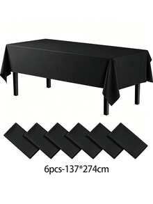 1/3/6/12 Stücke schwarze einfarbige Kunststoff-Tischdecken - 54 Zoll x 108 Zoll - Einweg-Tischdecken, geeignet für Partys und Picknicks, perfekt für Hochzeiten, Weihnachten, Thanksgiving, Halloween - Schwarz - Übersicht 8