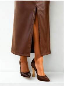 Women's Long Skirt, Godet Skirt, Women's Clothing, Evangelical Fashion, Comfortable - 鏽棕色 - 查看 2