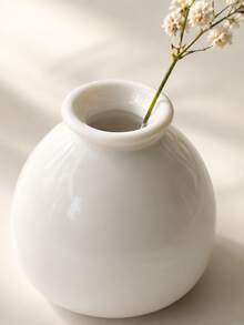 1pc Glossy White Mini Bud Vase, Multi-Use As Flower Vase & Aromatherapy Bottle, Simple Round Belly Design, Nordic Style Aesthetic Home Decor, Graduation Gift, For Living Room Bedroom Bathroom Windowsill Tabletop Decor - 1PC - View 4