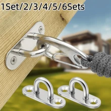 1Set/2/3/4/5/6Sets Thickened Stainless Steel Hanging Rings, Outdoor Awning Swing Fixing Hooks, Industrial Grade Load-Bearing 90 Lbs Hanging Rings, Home Hardware Hanging Ring Accessories - Silver - View 13