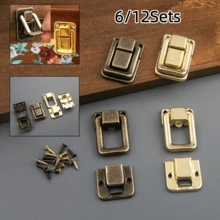 青铜/黄金/白银方形铁质搭扣锁，盒式闩锁，适用于珠宝盒、橱柜、小型木盒、通用工艺品盒、行李箱和锁具 - 多色 - 查看 1