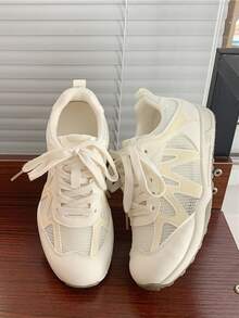 Women's Spring 2026 New Arrival Versatile Bestselling White Sneakers, Casual Sports Shoes To Match Wide-Leg Pants - Beige - View 5