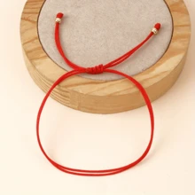 1pc Bohemian Style Spring/Summer New Handmade Adjustable Bracelet, Unisex - Red - View 3