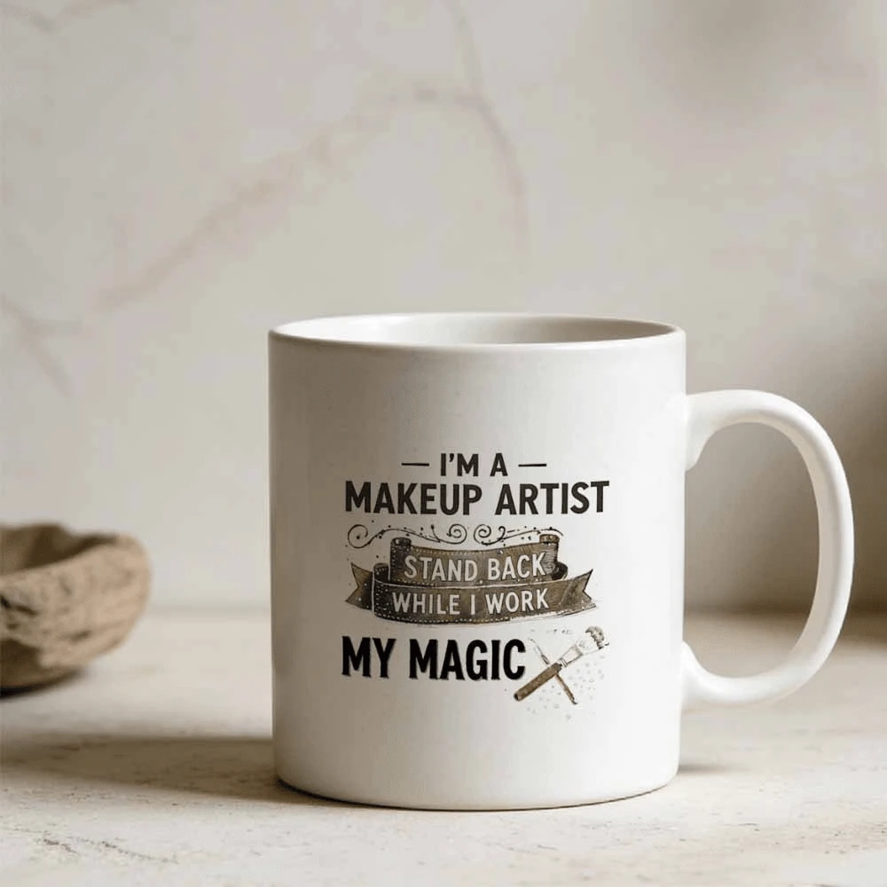 Taza de café con cita de maquillador/a, taza de cerámica, taza minimalista estética para la decoración del escritorio de la oficina, una taza de regalo de cumpleaños asequible. - Blanco - Ver 1