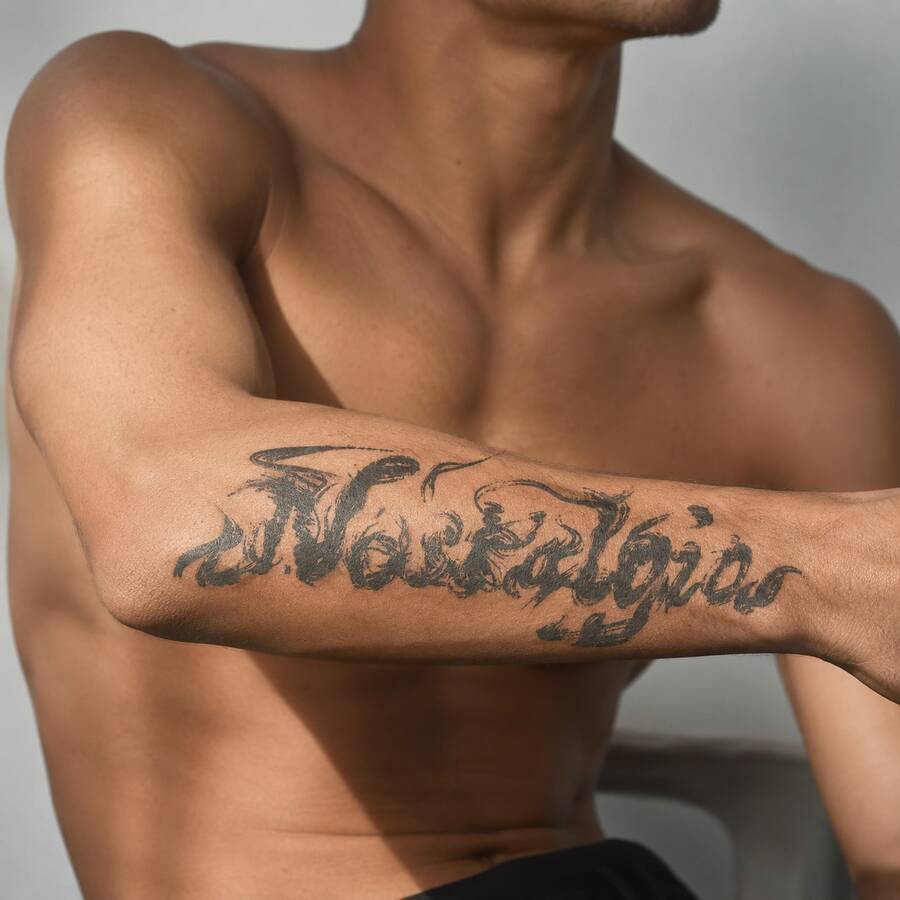 1pc Waterproof Anti-Rub PVC Realistic Temporary Tattoo Sticker, Letter Pattern, Suitable For Daily Wear - Grey - View 1