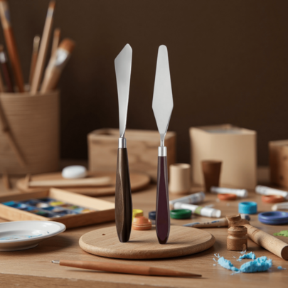2件裝專業繪畫調色盤刀，深紅色手柄，專業標記繪畫工具