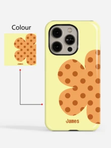 1pc Fresh Colorful Floral Personalized Color Name Customized 2-In-1 Glossy Film Full Coverage Hard Shell Phone Case Protective Cover Compatible With IPhone 11/12/13/14/15/16 17 Pro Max - Multicolor - View 4