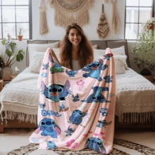 1PC Pink Floral Heart Stitch Disney Flannel Printed Blanket, Air Conditioner Cover Blanket - 100% Polyester Knitted Quilted Blanket, Digital Print - Comfortable Bedding Suitable For All Seasons, Perfect For Napping, Camping, Travel - Ideal Gift For Friends And Family, Comfortable Flannel Blanket - Multiple Sizes Available, Ultra Soft, Suitable For Sofa/Bed, All Season Essential, Perfect For Daily Rest On The Sofa - Multicolor - View 7