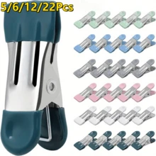 5/6/12/22pcs Heavy Duty Stainless Steel Clothes Pegs, Blue Non-Slip Handle, Rust-Proof Multi-Functional, Suitable For Drying Clothes, Kitchen Use, DIY Crafts And Daily Home Storage - Multicolor - View 13