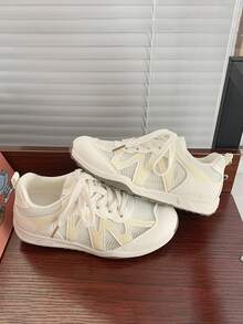 Women's Spring 2026 New Arrival Versatile Bestselling White Sneakers, Casual Sports Shoes To Match Wide-Leg Pants - Beige - View 2