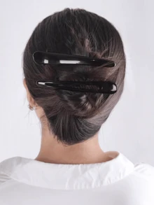 20/10/1pc Black Plastic Simple Elongated Pointed Clip Hair Clips, Salon Hairdressing Clips For Bangs & Hair Styling - Black - View 4