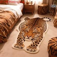 1 pieza Alfombra de felpa gruesa con forma de tigre pequeño de cachemira sintética, alfombra gruesa, tapete decorativo de otoño/invierno para dormitorio, sala de estar, decoración del hogar, exterior, lavable - Multicolor - Ver 2