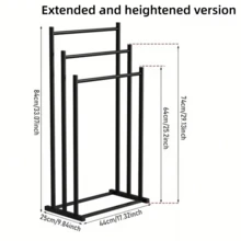 1pc Modern 3-Tier Freestanding Towel Rack - Heavy Duty Floor Standing Bathroom & Pool Drying Rack, Space Saving Multifunctional Storage, Suitable For Indoor/Outdoor, No Installation Required - Black - View 3