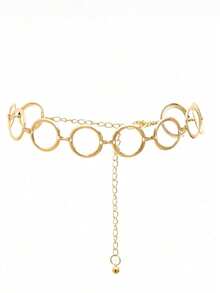 1pc Minimalist Geometric Circle Single Layer Body Chain, Punk Metal Women's Waist Chain (Random Circle Quantity)Gold Jewllery - Multicolor 7 - View 1