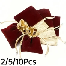 Velvet Jewelry Sachet With Gold-Plated Pull Cord - Elegant Flannel Gift Bag For Parties, Weddings And Special Events - 3 Sizes, Luxurious Material, Perfect For Jewelry Storage And Gift Giving - Multicolor - View 3