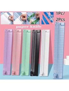1Pc/2pcs A3/A4 Portable Paper Cutter Trimmer, Easy To Use Precision Cutting Tool, Suitable For School, Home And Office - Durable Plastic Material - Multicolor - View 2