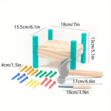 兒童木製彩色敲擊玩具，手眼協調與專注力訓練蒙特梭利早教玩具 - 彩色 - 查看 11