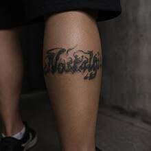 1pc Waterproof Anti-Rub PVC Realistic Temporary Tattoo Sticker, Letter Pattern, Suitable For Daily Wear - Grey - View 3