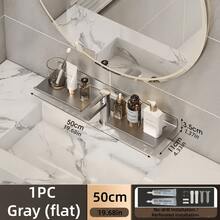 Stainless Steel Wall Mounted Storage Rack, No Damage Installation, Suitable For Bathroom, Vanity, Cabinet, Kitchen, Decorative Bathroom Accessory, Home Decor, Storage Organizer Shelf - Multicolor - View 12