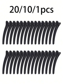 20/10/1pc Black Plastic Simple Elongated Pointed Clip Hair Clips, Salon Hairdressing Clips For Bangs & Hair Styling - Black - View 1