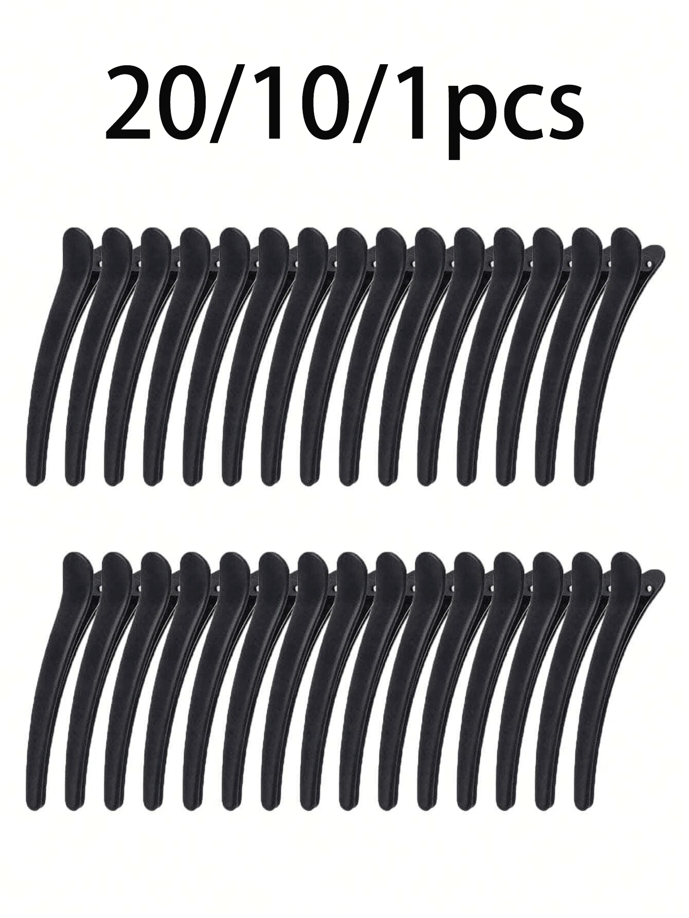 20/10/1pc Black Plastic Simple Elongated Pointed Clip Hair Clips, Salon Hairdressing Clips For Bangs & Hair Styling - Black - View 1